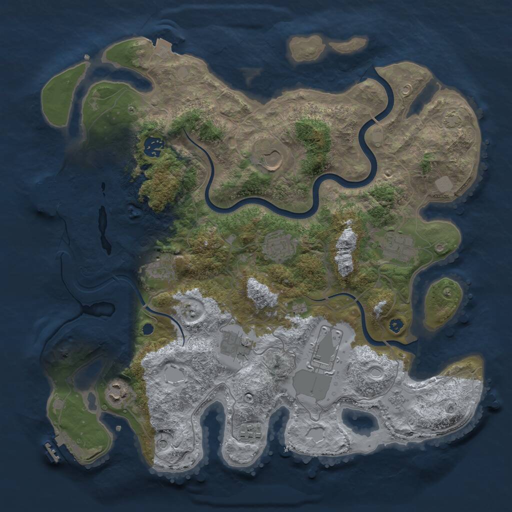 Rust Map: Procedural Map, Size: 3700, Seed: 1000159439, 15 Monuments