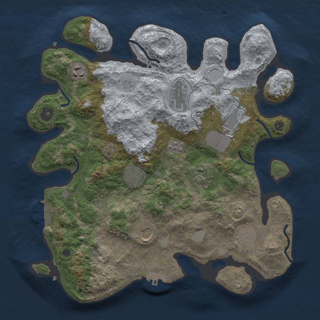 Rust Map: Procedural Map, Size: 3500, Seed: 362162464, 17 Monuments