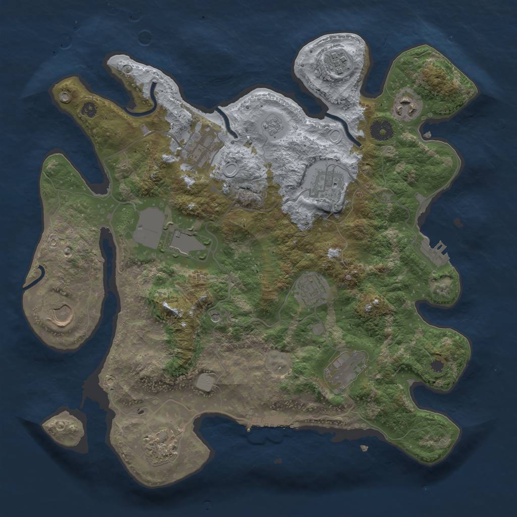 Rust Map: Procedural Map, Size: 3500, Seed: 1176531527, 18 Monuments