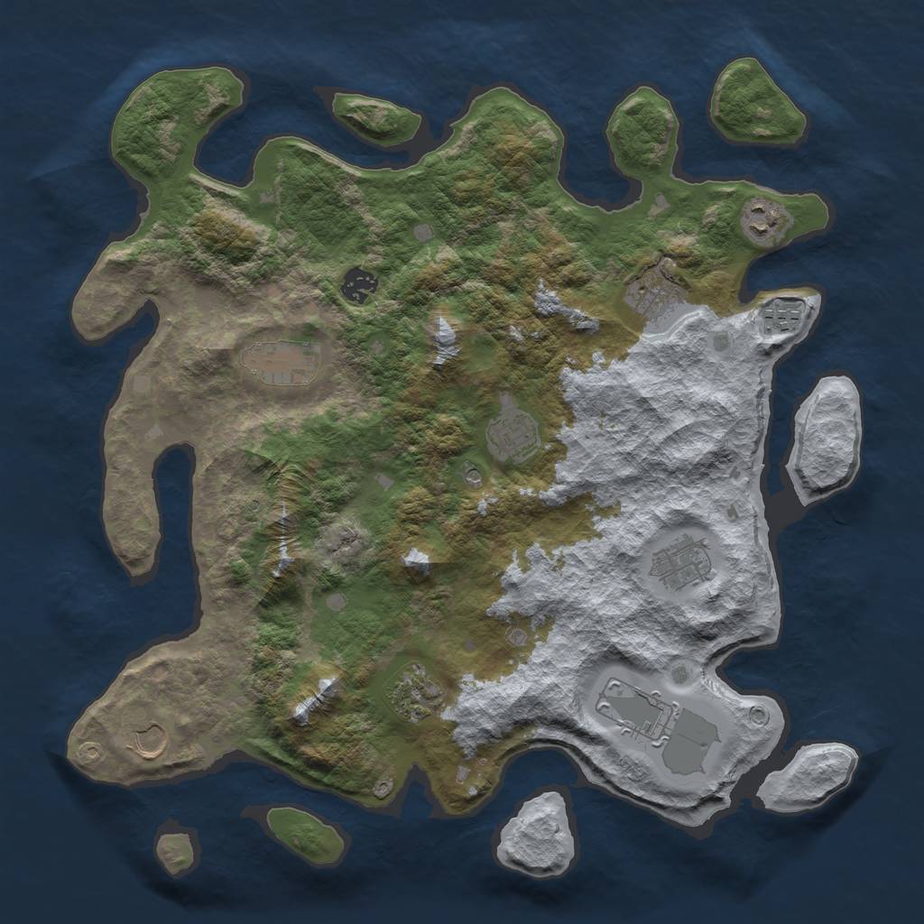 Rust Map: Barren, Size: 4000, Seed: 20221119, 13 Monuments