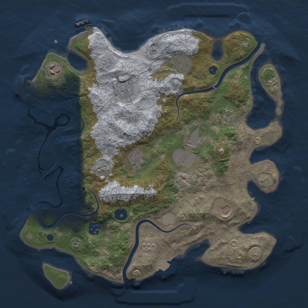 Rust Map: Procedural Map, Size: 3700, Seed: 281936526, 15 Monuments