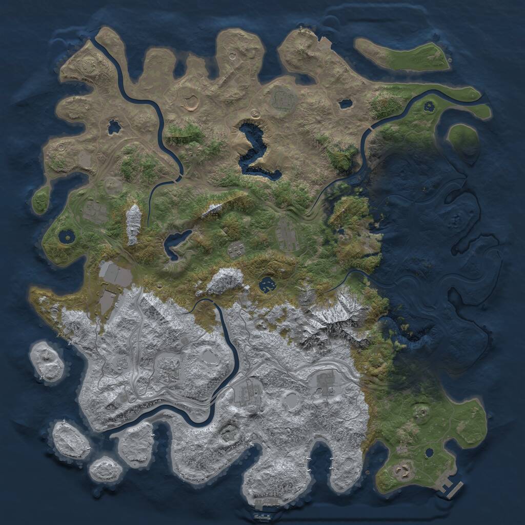 Rust Map: Procedural Map, Size: 5000, Seed: 22821, 17 Monuments