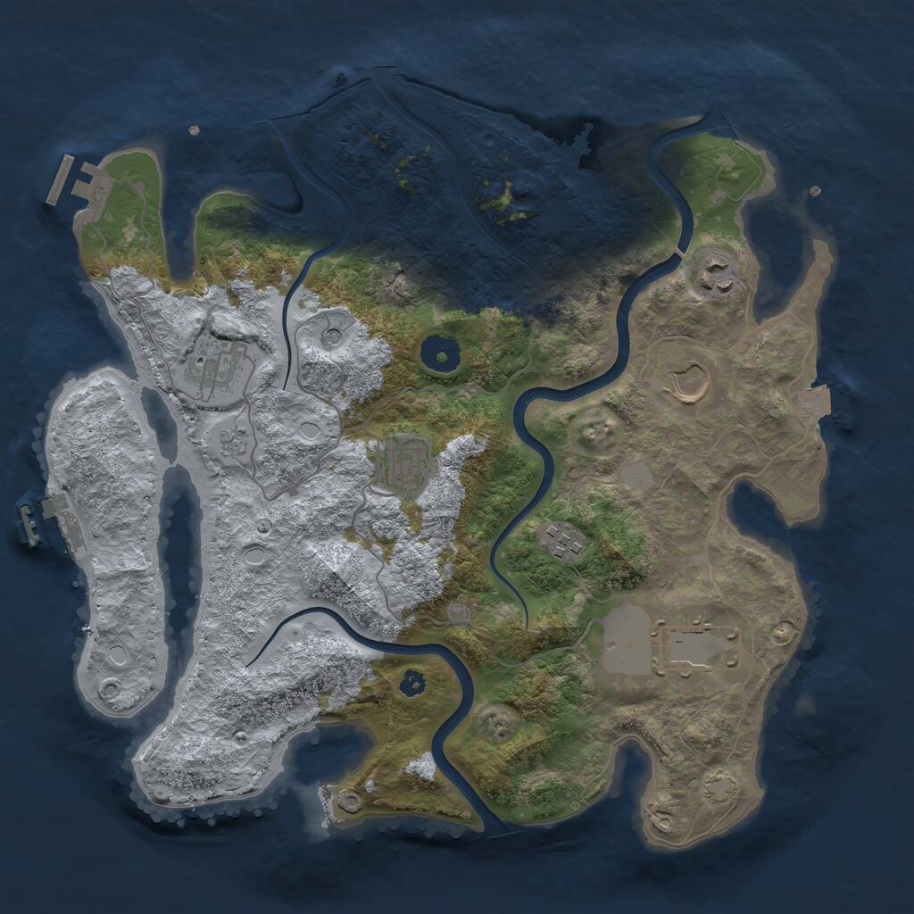 Rust Map: Procedural Map, Size: 3500, Seed: 22446962, 12 Monuments