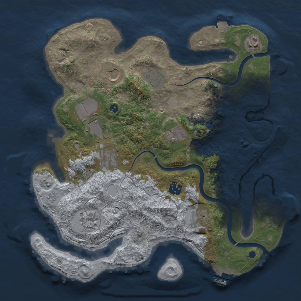Rust Map: Procedural Map, Size: 3500, Seed: 804366885, 16 Monuments