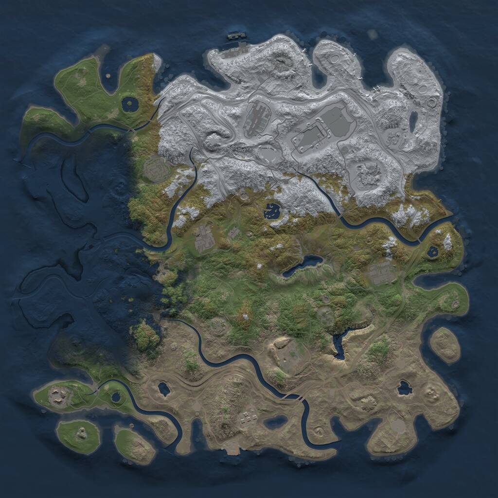 Rust Map: Procedural Map, Size: 4500, Seed: 263420, 16 Monuments