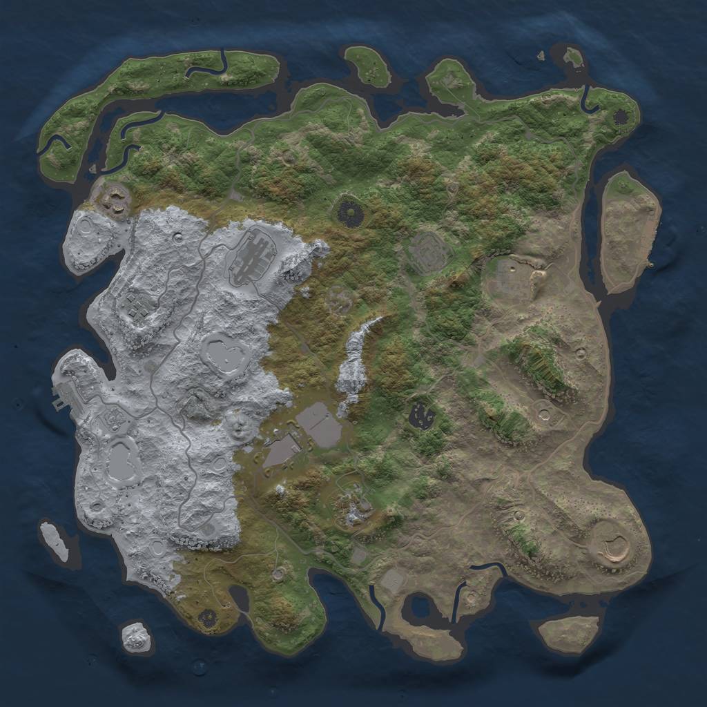 Rust Map: Procedural Map, Size: 4000, Seed: 1711577407, 18 Monuments
