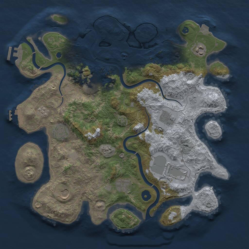 Rust Map: Procedural Map, Size: 3700, Seed: 729537069, 14 Monuments