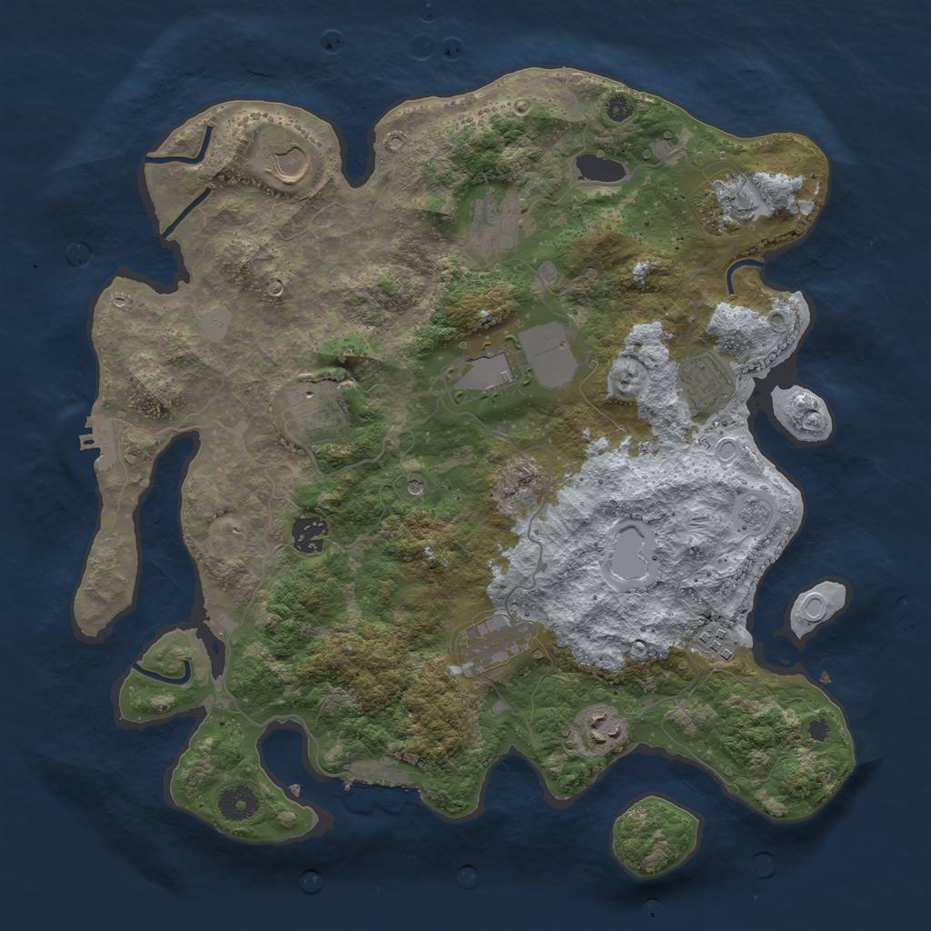 Rust Map: Procedural Map, Size: 3750, Seed: 81028511, 19 Monuments