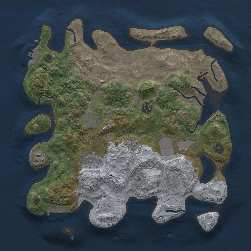 Rust Map: Procedural Map, Size: 3500, Seed: 348296277, 17 Monuments