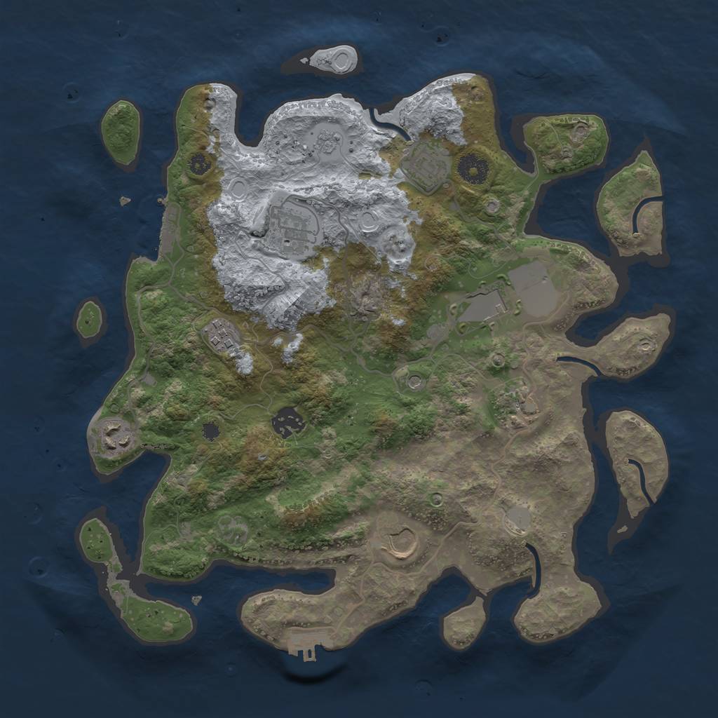 Rust Map: Procedural Map, Size: 3500, Seed: 4415513, 17 Monuments