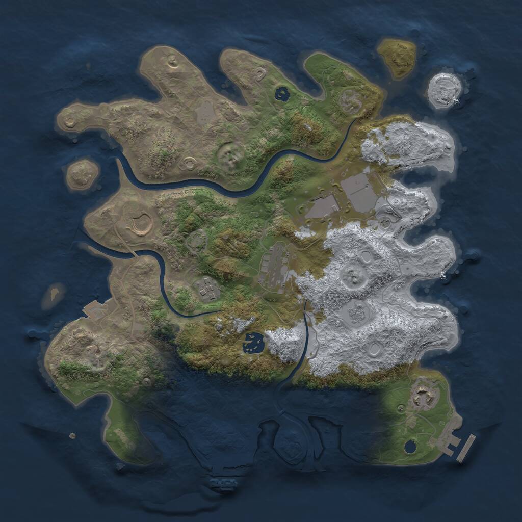Rust Map: Procedural Map, Size: 3500, Seed: 91555569, 12 Monuments