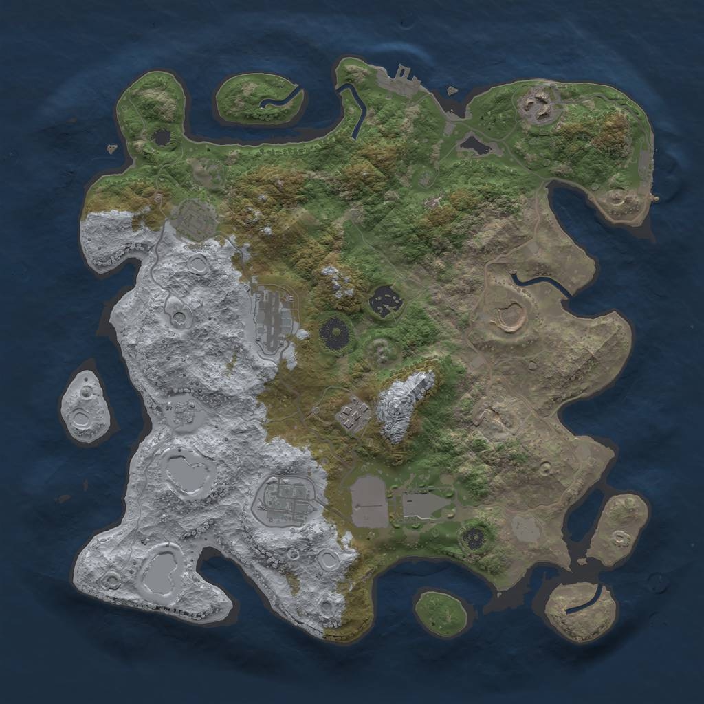 Rust Map: Procedural Map, Size: 3500, Seed: 24867783, 17 Monuments