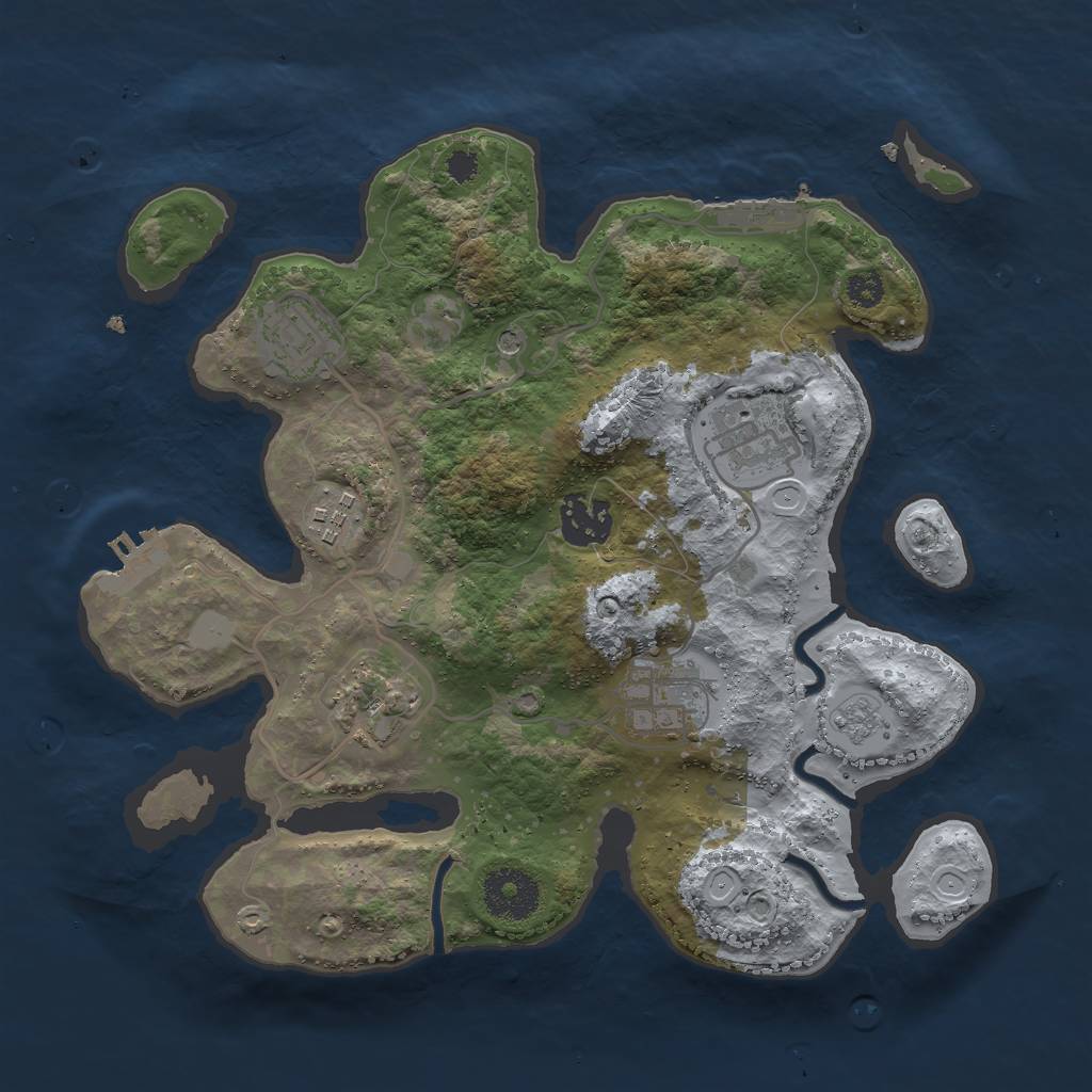 Rust Map: Procedural Map, Size: 3000, Seed: 732542918, 15 Monuments
