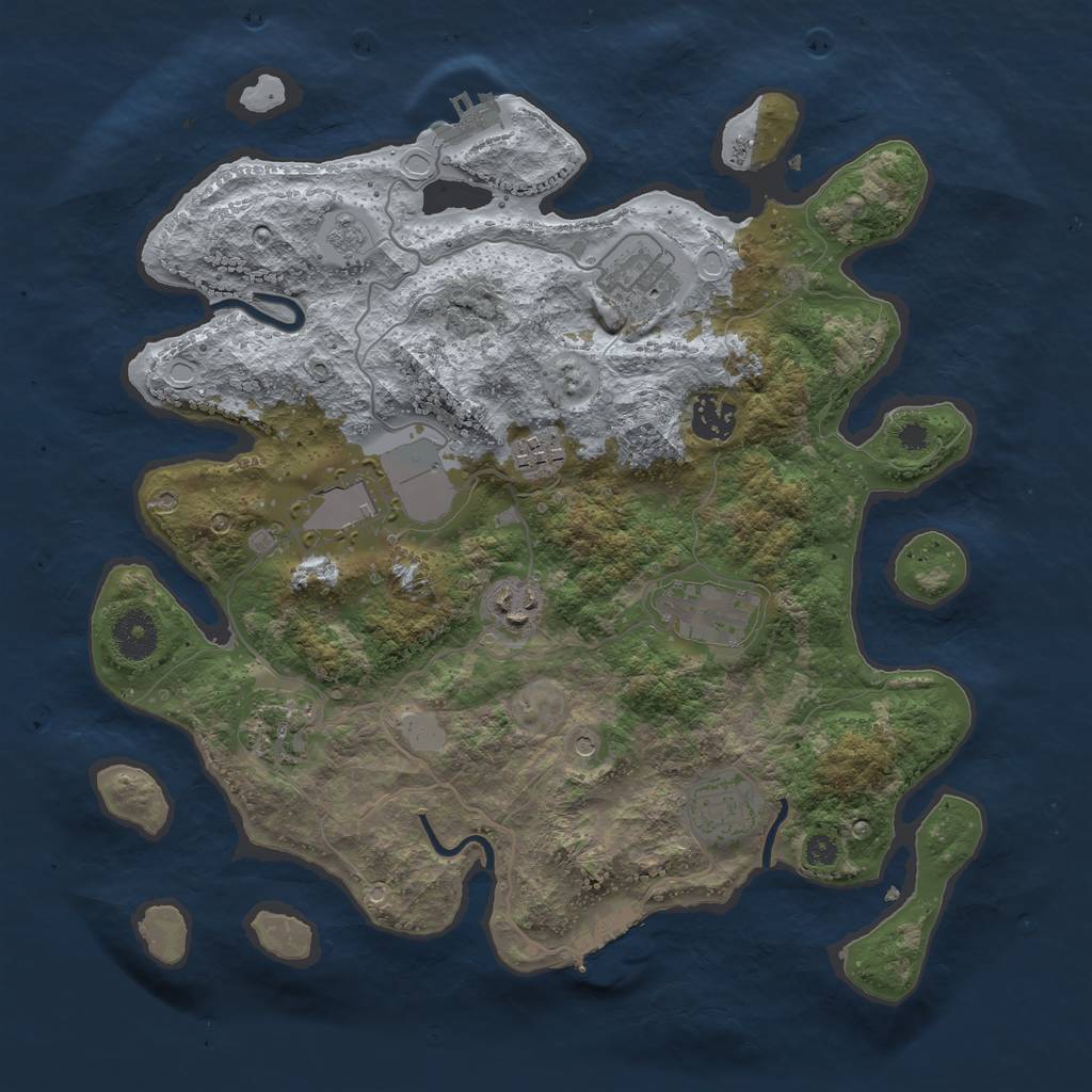 Rust Map: Procedural Map, Size: 3500, Seed: 1628660, 17 Monuments
