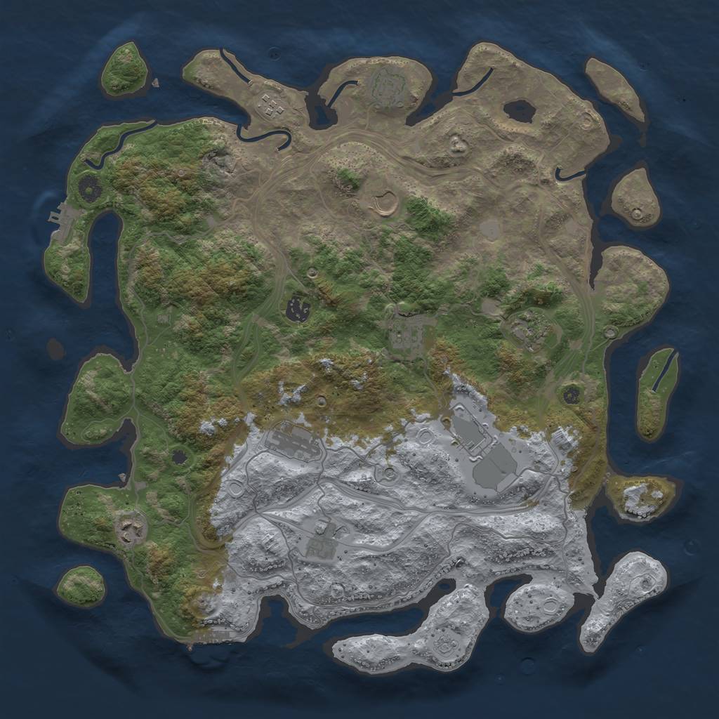 Rust Map: Procedural Map, Size: 4300, Seed: 719372, 19 Monuments