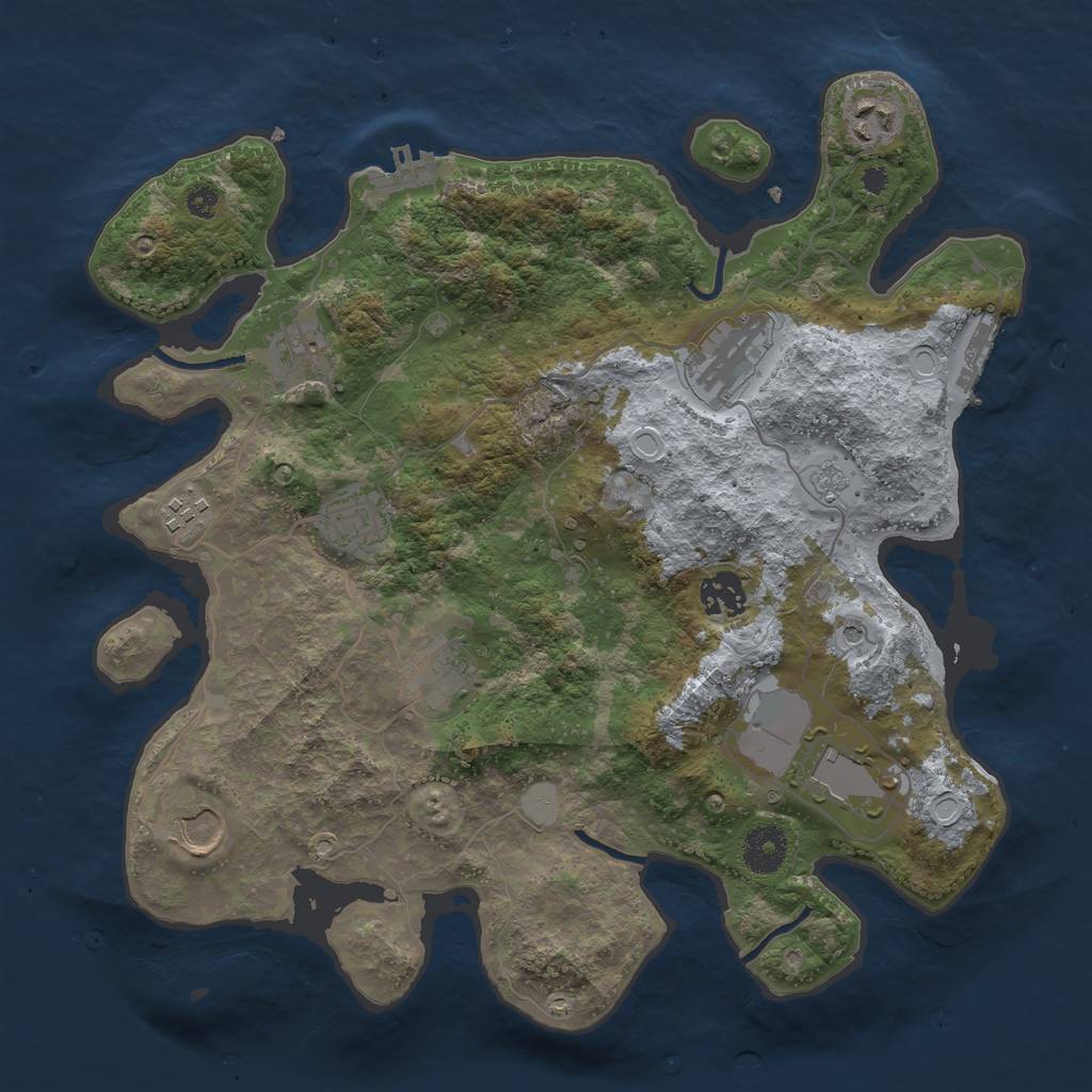 Rust Map: Procedural Map, Size: 3500, Seed: 45246061, 18 Monuments