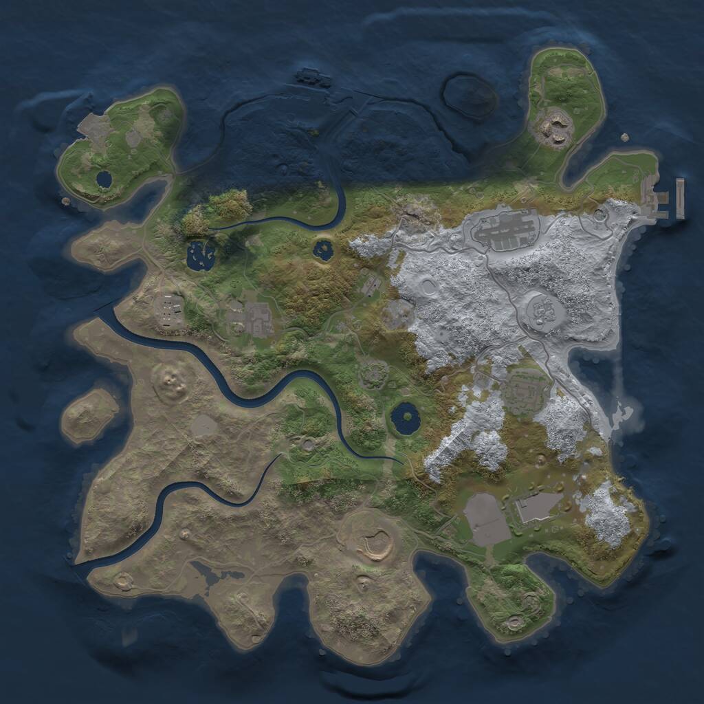 Rust Map: Procedural Map, Size: 3500, Seed: 45246061, 14 Monuments