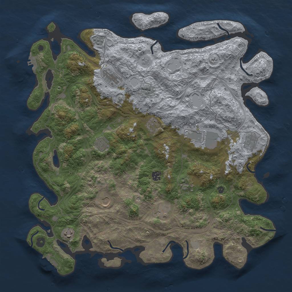 Rust Map: Procedural Map, Size: 4500, Seed: 7309, 20 Monuments