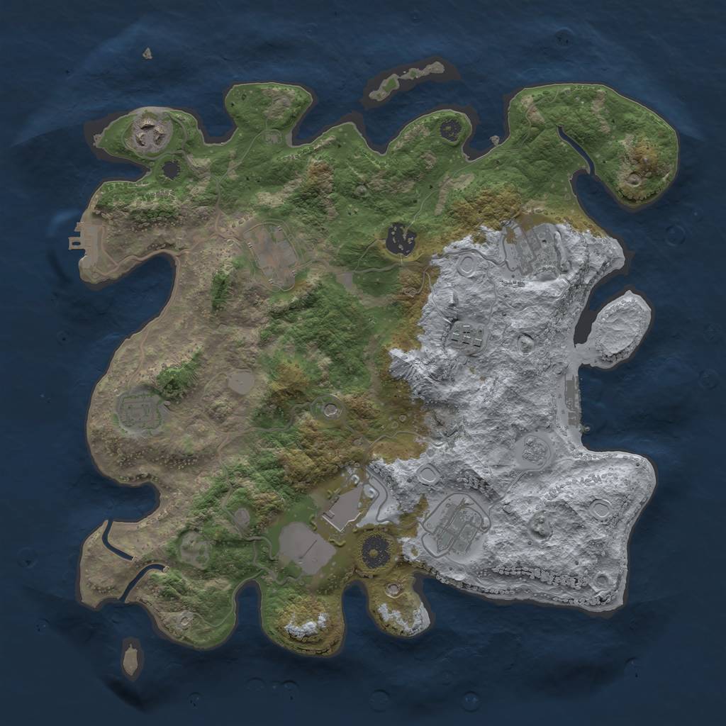 Rust Map: Procedural Map, Size: 3500, Seed: 68393656, 17 Monuments