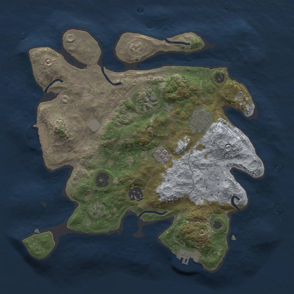 Rust Map: Procedural Map, Size: 3000, Seed: 34982, 12 Monuments
