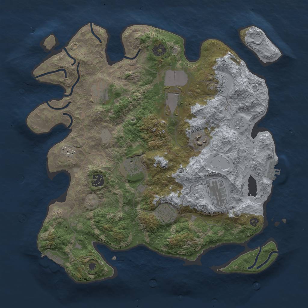 Rust Map: Procedural Map, Size: 3500, Seed: 59737121, 17 Monuments