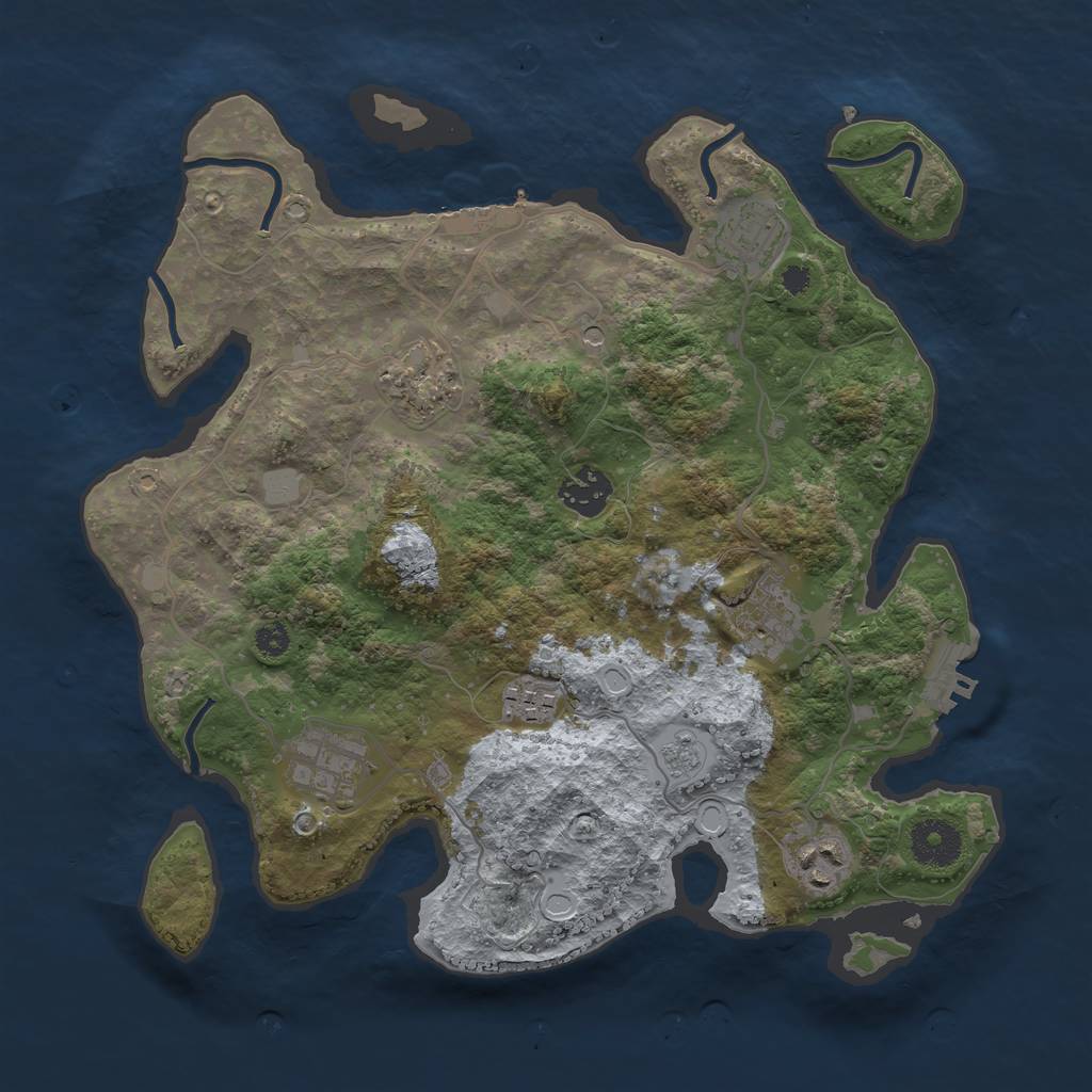 Rust Map: Procedural Map, Size: 3313, Seed: 3418, 16 Monuments