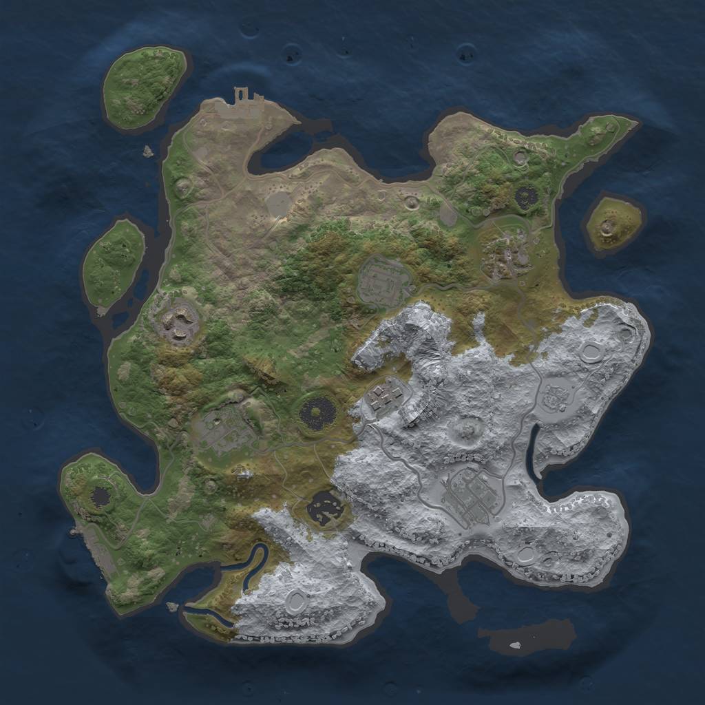 Rust Map: Procedural Map, Size: 3133, Seed: 3258, 15 Monuments