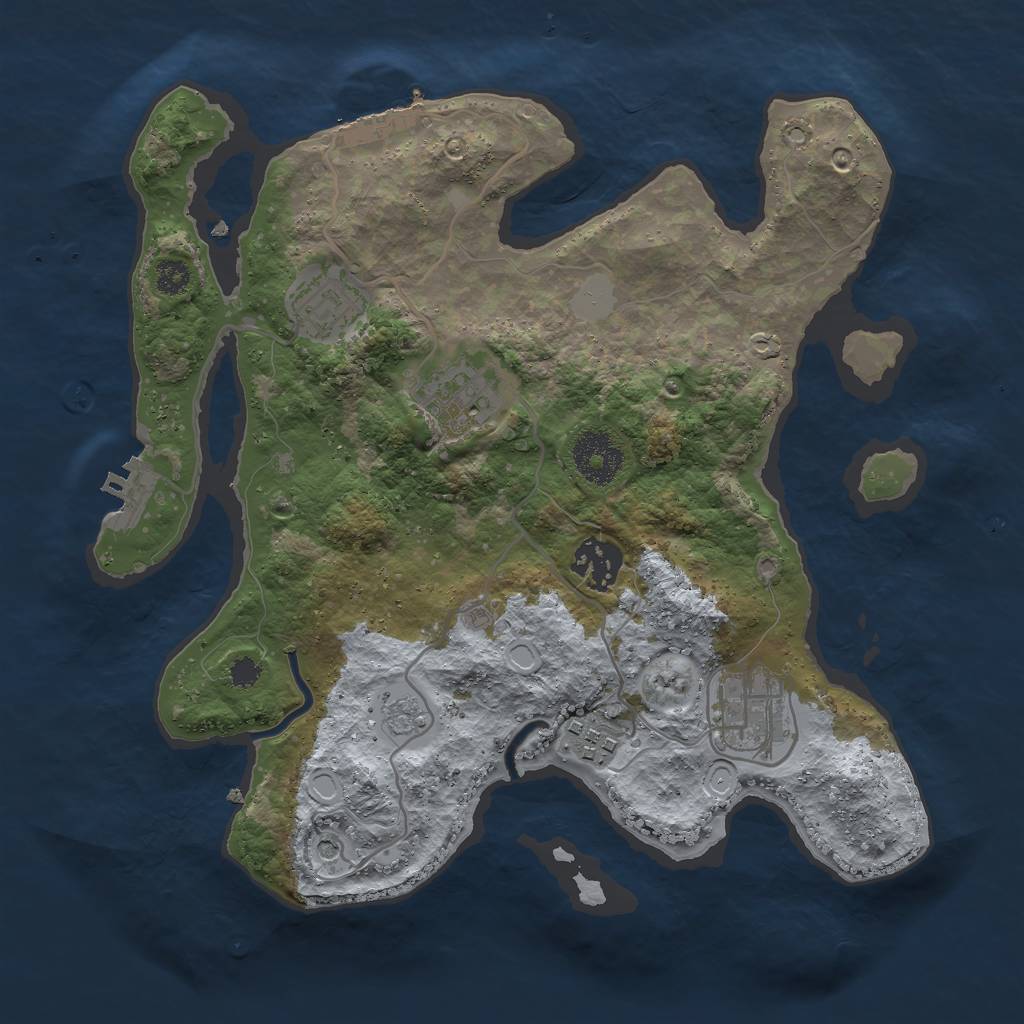 Rust Map: Procedural Map, Size: 3000, Seed: 1749205, 14 Monuments