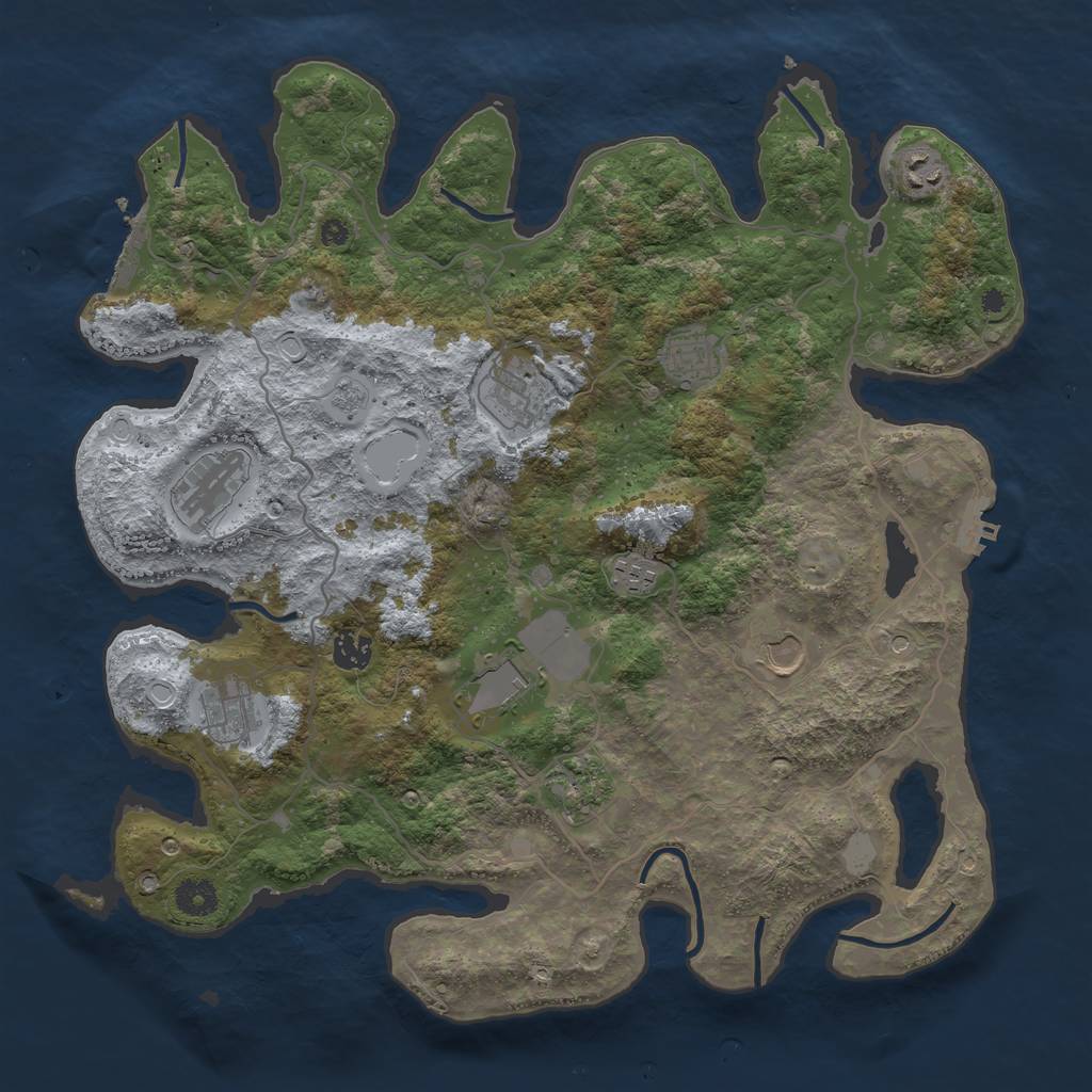 Rust Map: Procedural Map, Size: 4000, Seed: 12511, 19 Monuments