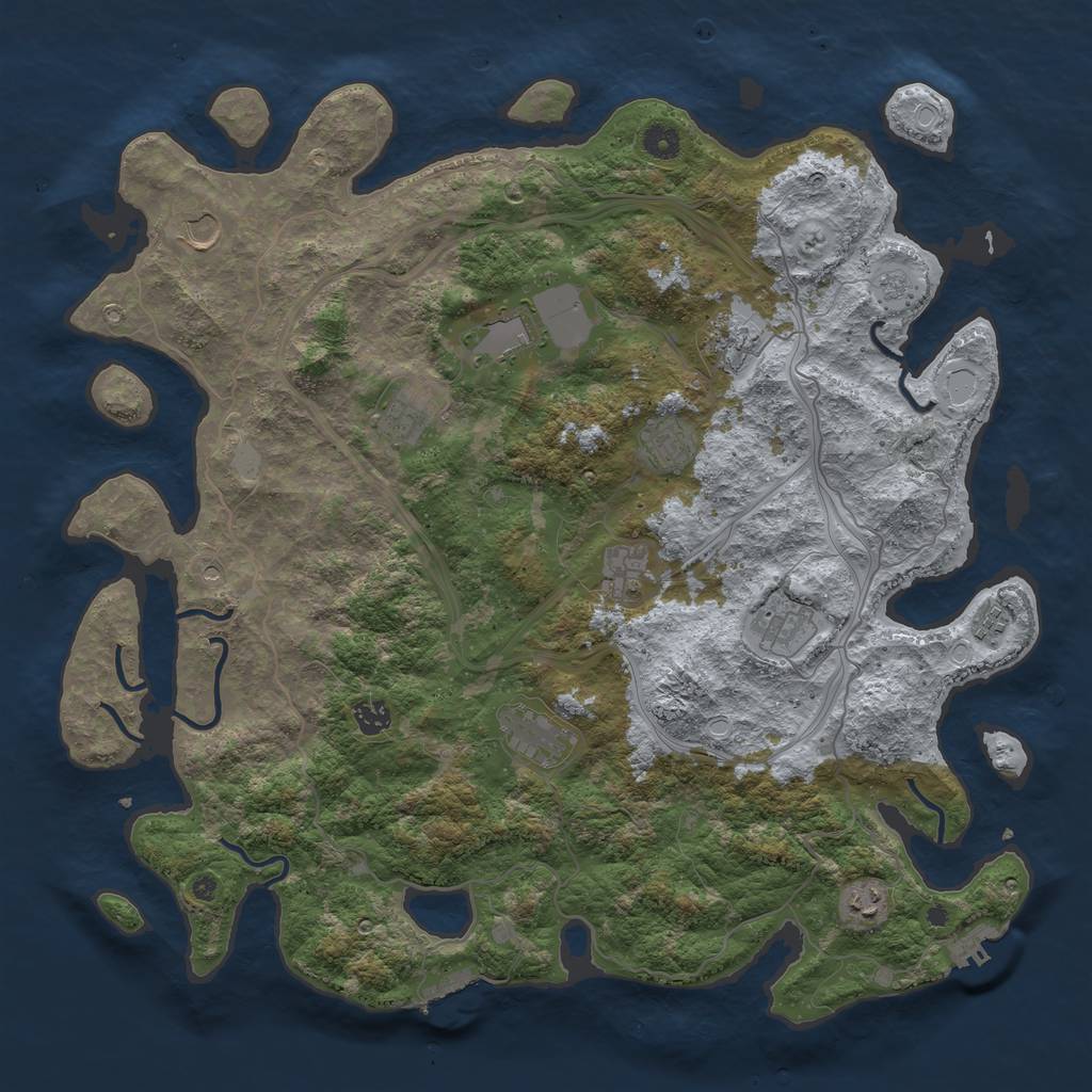 Rust Map: Procedural Map, Size: 4500, Seed: 1298358051, 20 Monuments
