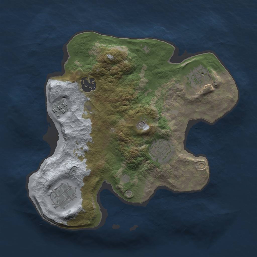 Rust Map: Barren, Size: 2500, Seed: 1000, 8 Monuments