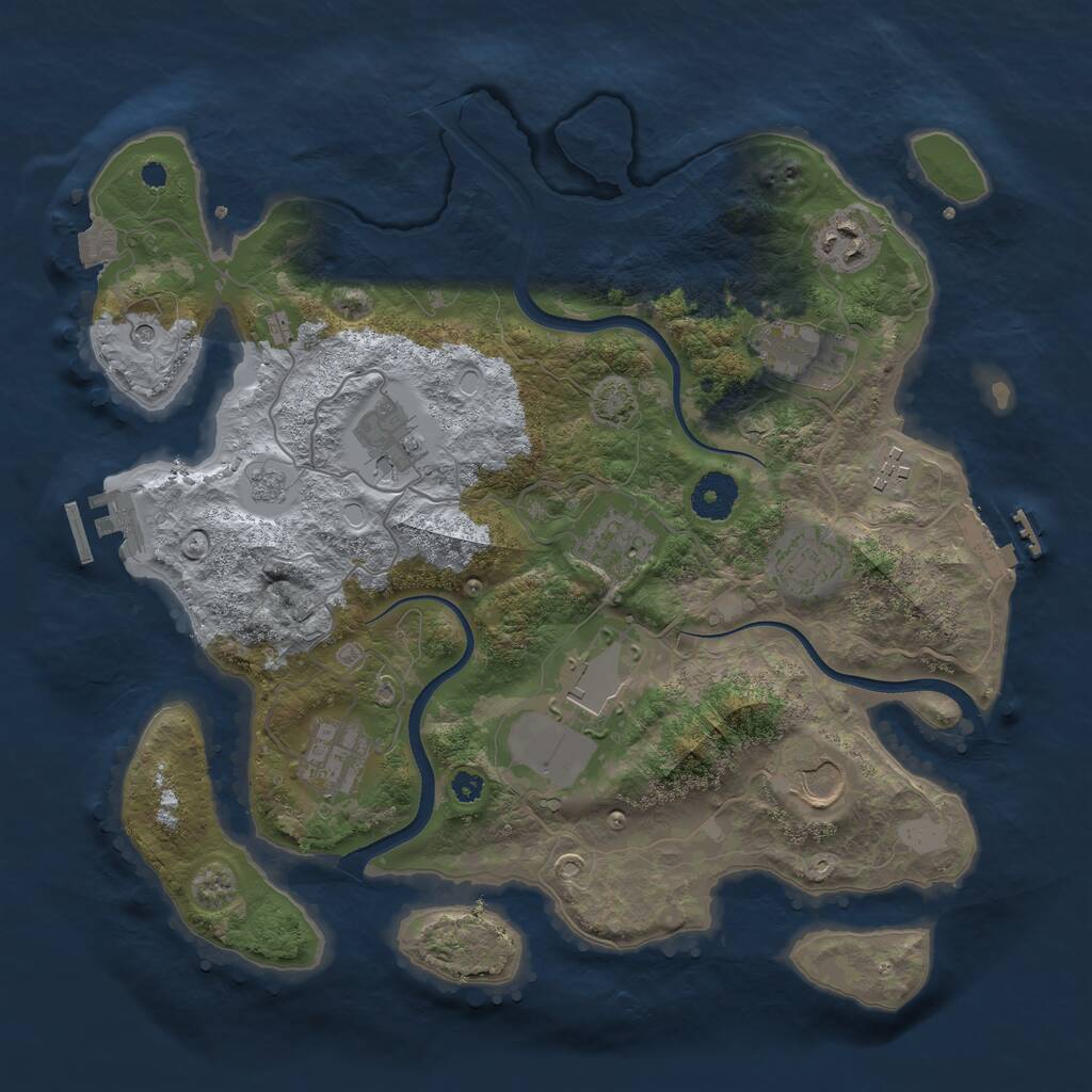 Rust Map: Procedural Map, Size: 3500, Seed: 222871409, 15 Monuments
