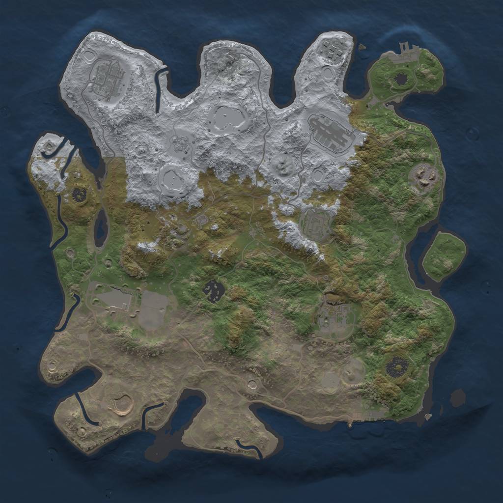 Rust Map: Procedural Map, Size: 3500, Seed: 1883847100, 19 Monuments