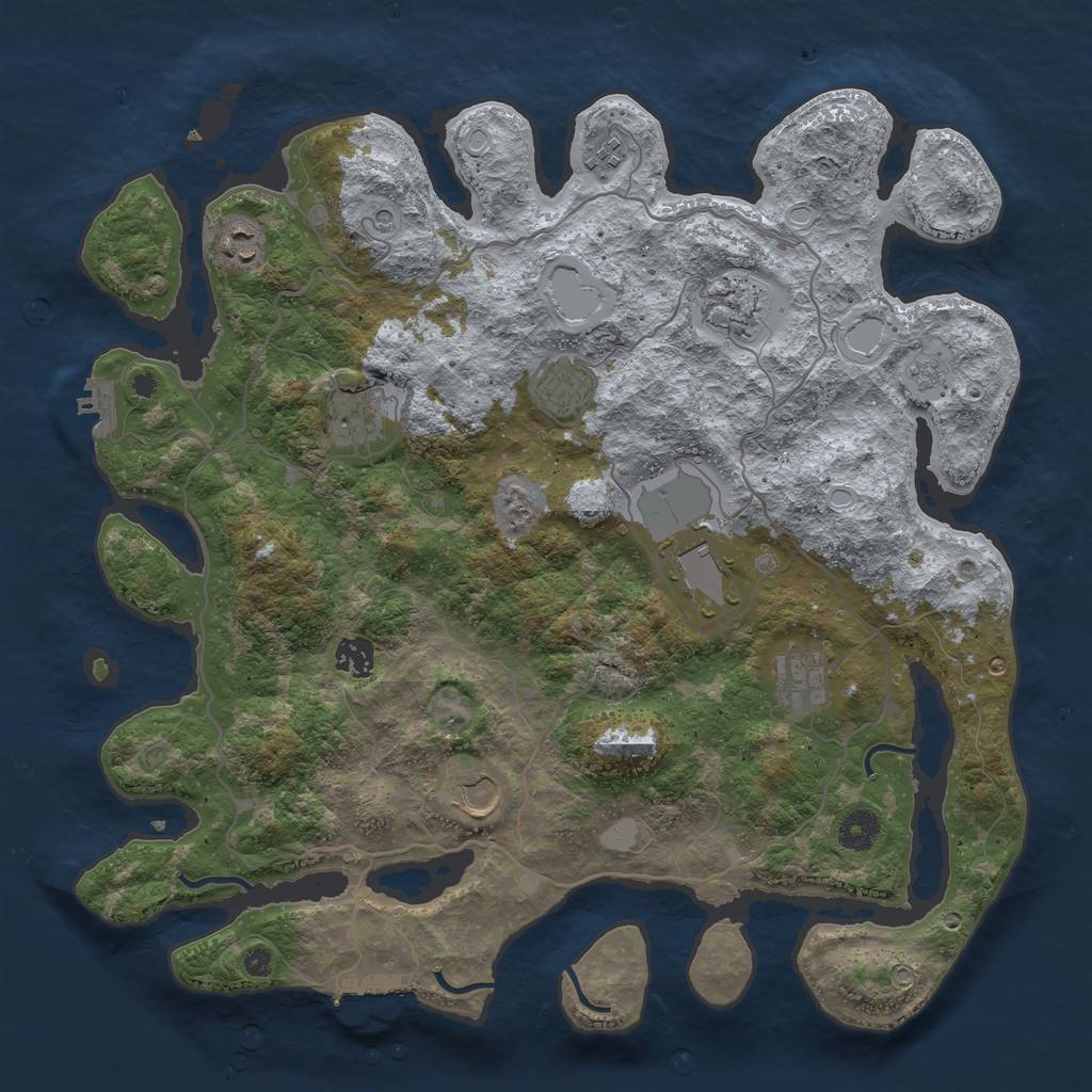 Rust Map: Procedural Map, Size: 4000, Seed: 10358, 18 Monuments
