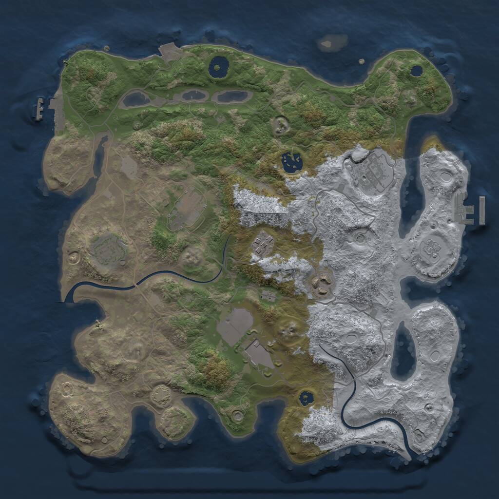 Rust Map: Procedural Map, Size: 3500, Seed: 421981453, 13 Monuments