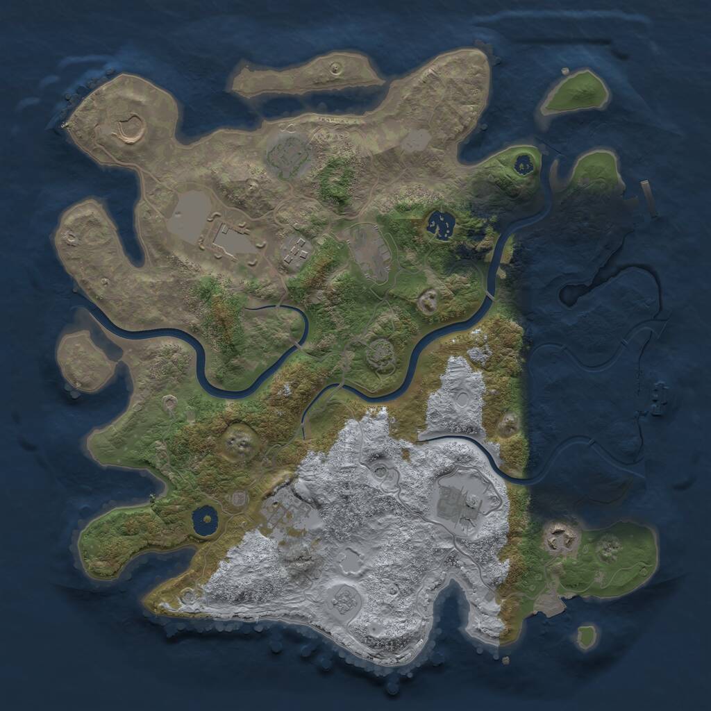 Rust Map: Procedural Map, Size: 3750, Seed: 718544152, 15 Monuments