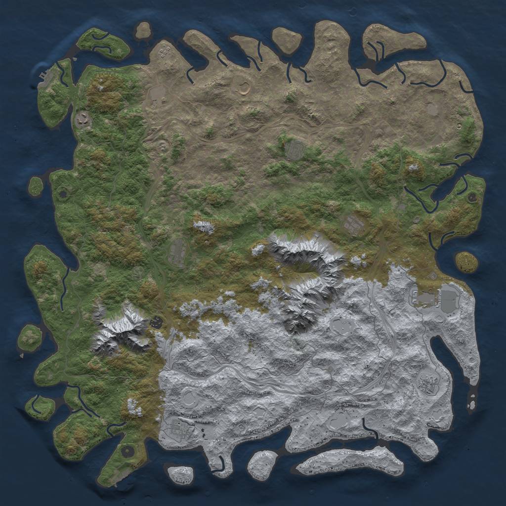 Rust Map: Procedural Map, Size: 6000, Seed: 2122599, 20 Monuments