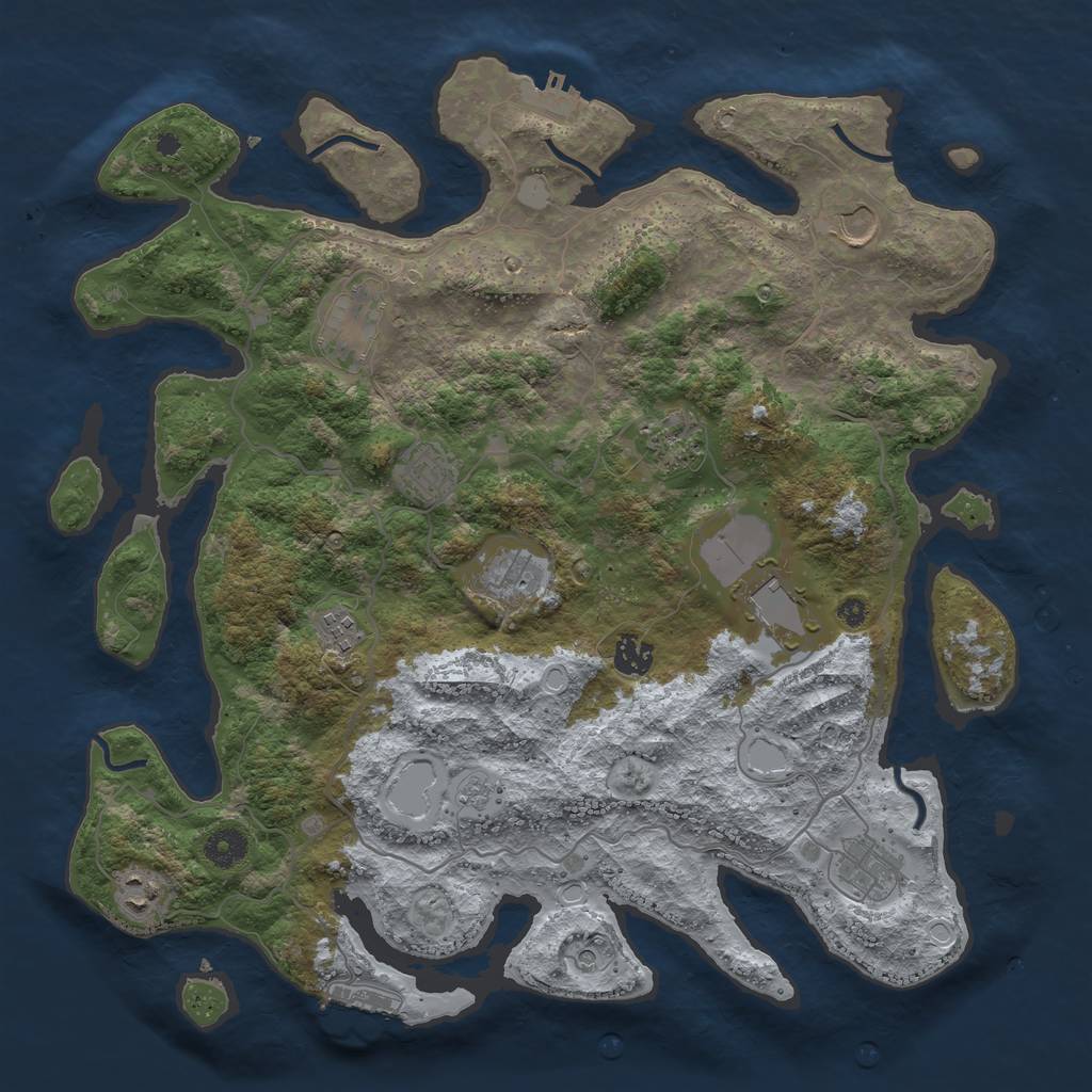 Rust Map: Procedural Map, Size: 4000, Seed: 863509520, 19 Monuments