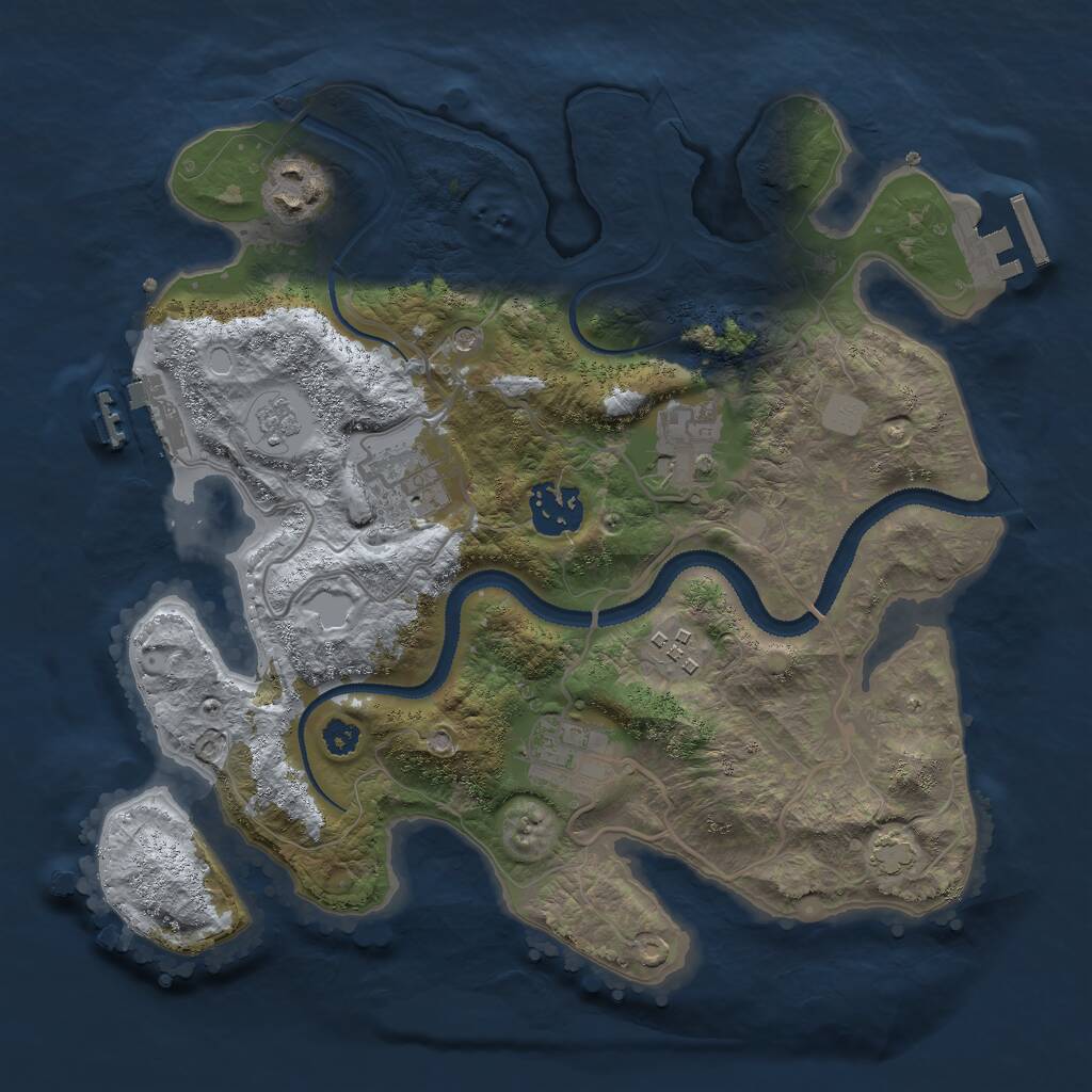 Rust Map: Procedural Map, Size: 3000, Seed: 2123549059, 12 Monuments