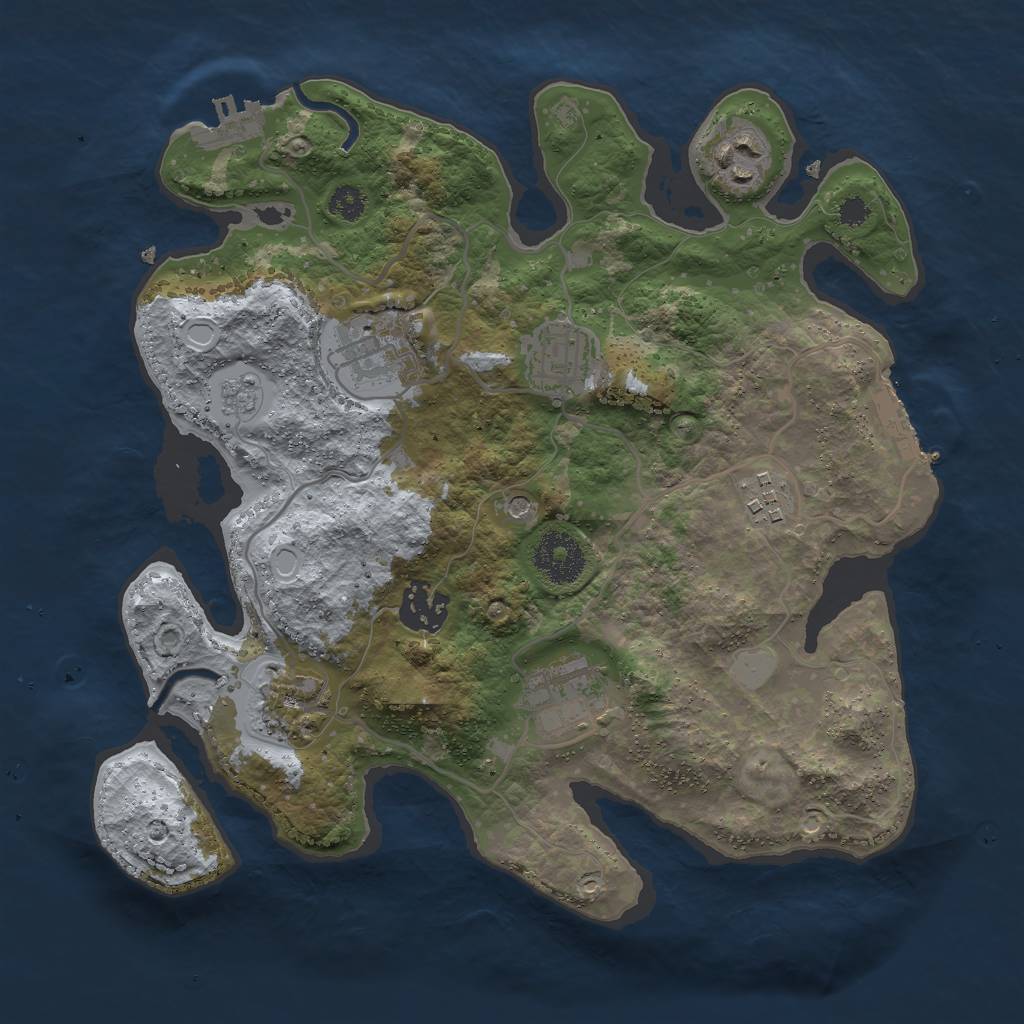 Rust Map: Procedural Map, Size: 3000, Seed: 2123549059, 16 Monuments