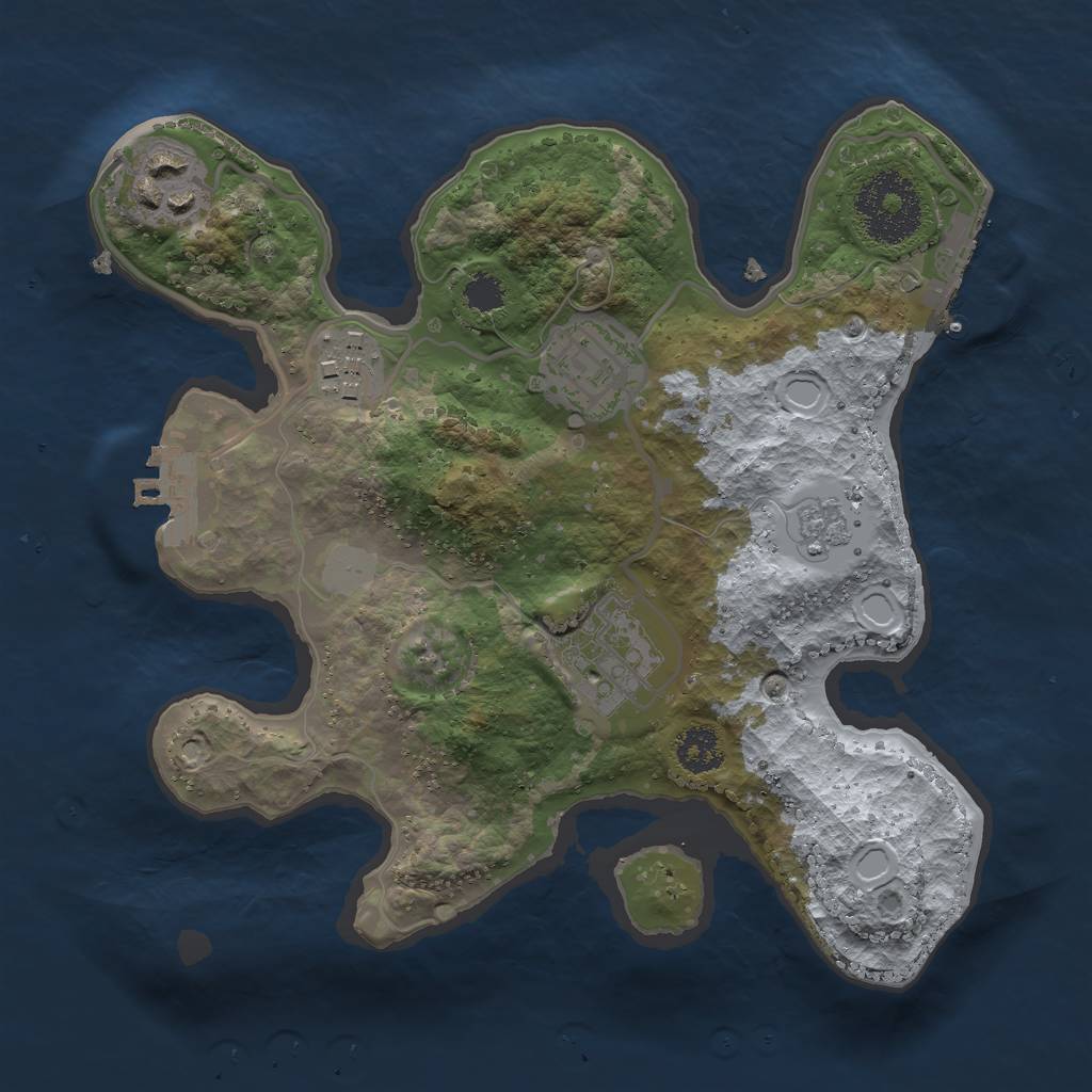 Rust Map: Procedural Map, Size: 2400, Seed: 45454, 12 Monuments