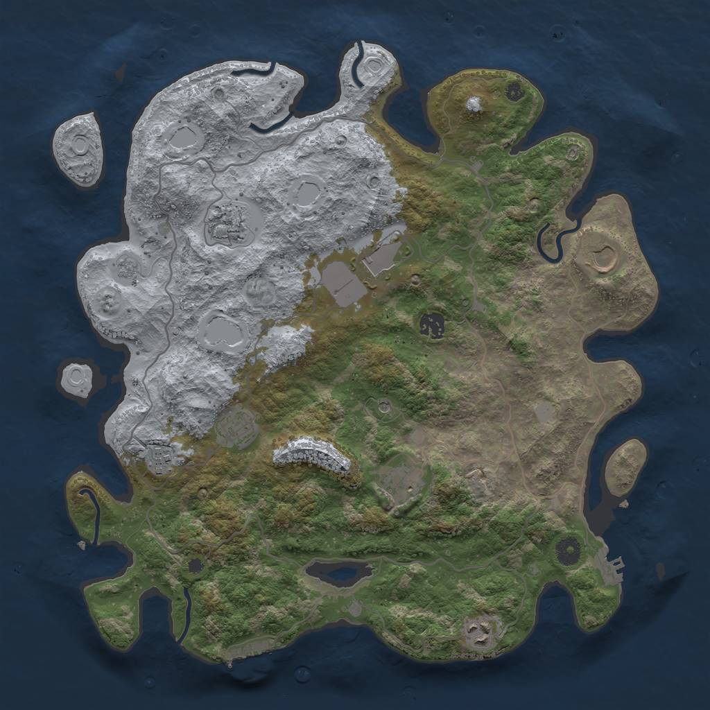 Rust Map: Procedural Map, Size: 4000, Seed: 1253066248, 17 Monuments