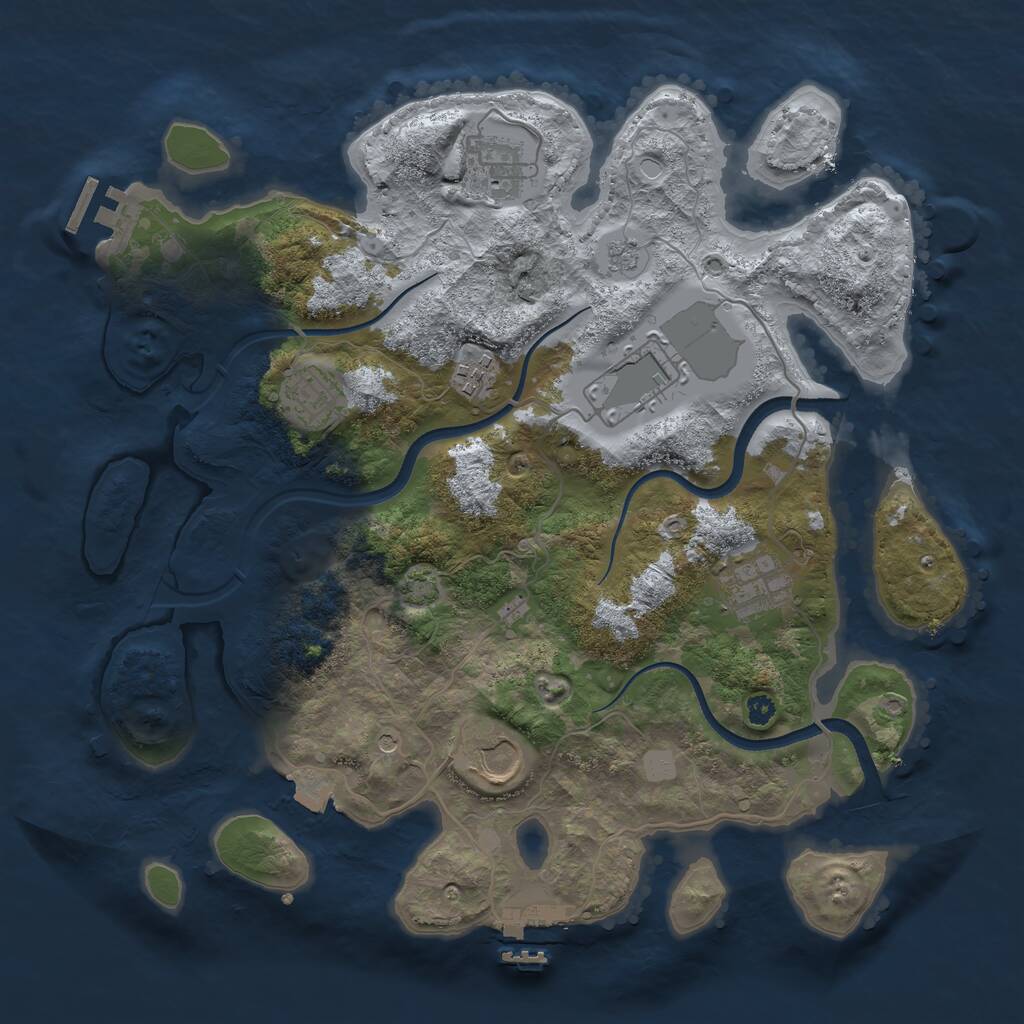 Rust Map: Procedural Map, Size: 3500, Seed: 52473586, 12 Monuments