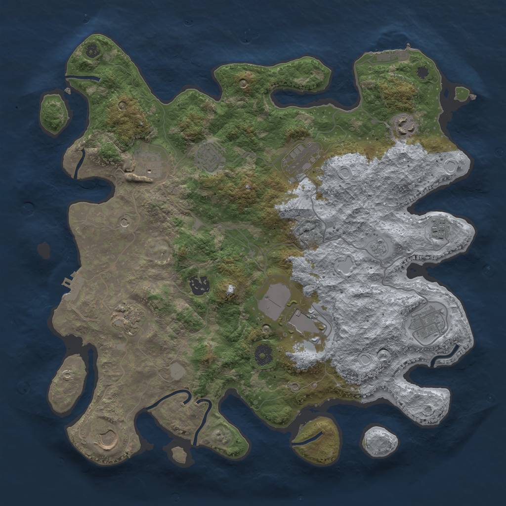 Rust Map: Procedural Map, Size: 3750, Seed: 919774900, 19 Monuments