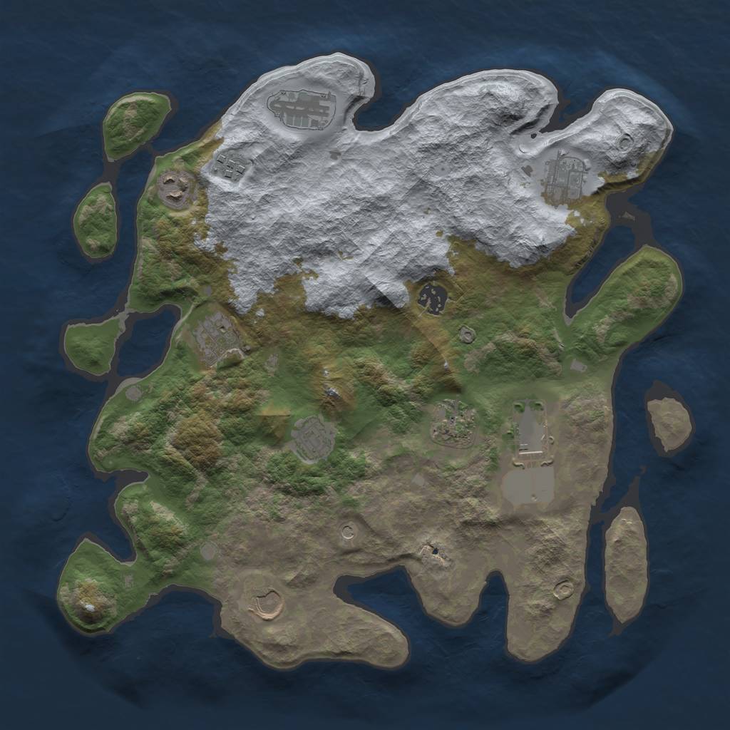 Rust Map: Barren, Size: 3700, Seed: 453122, 13 Monuments