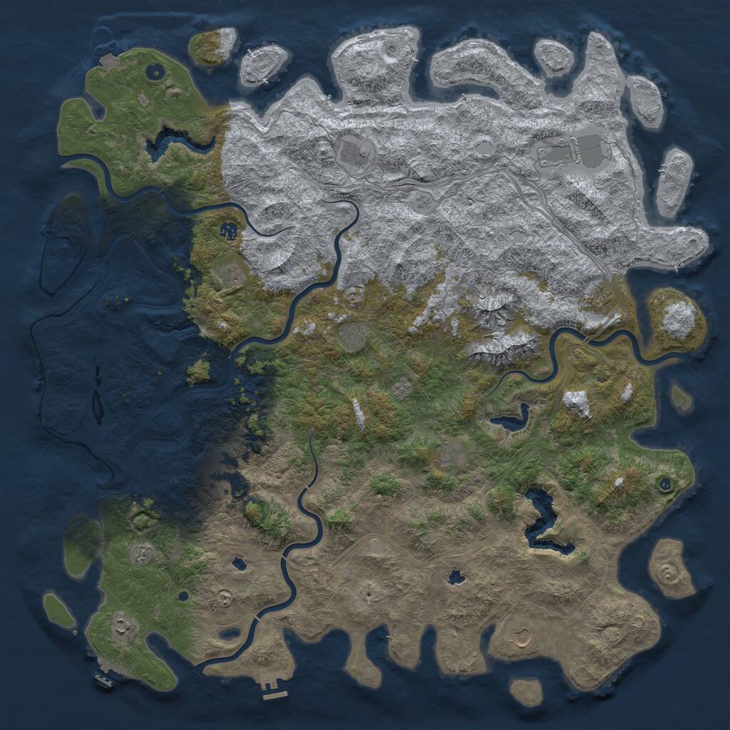 Rust Map: Procedural Map, Size: 6000, Seed: 22120502, 17 Monuments