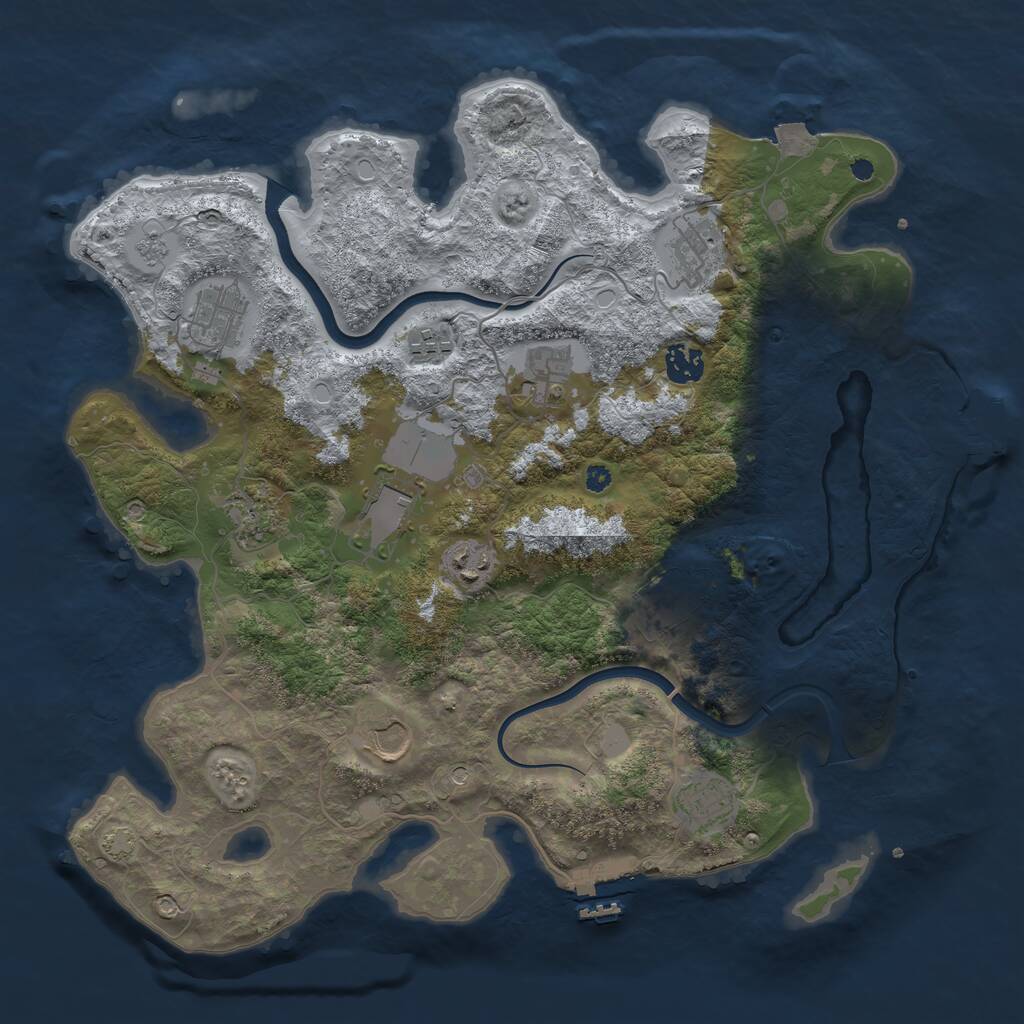 Rust Map: Procedural Map, Size: 3850, Seed: 24869663, 17 Monuments
