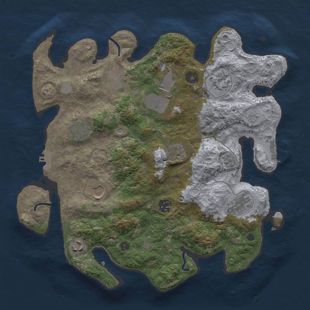 Rust Map: Procedural Map, Size: 3500, Seed: 1107157267, 19 Monuments