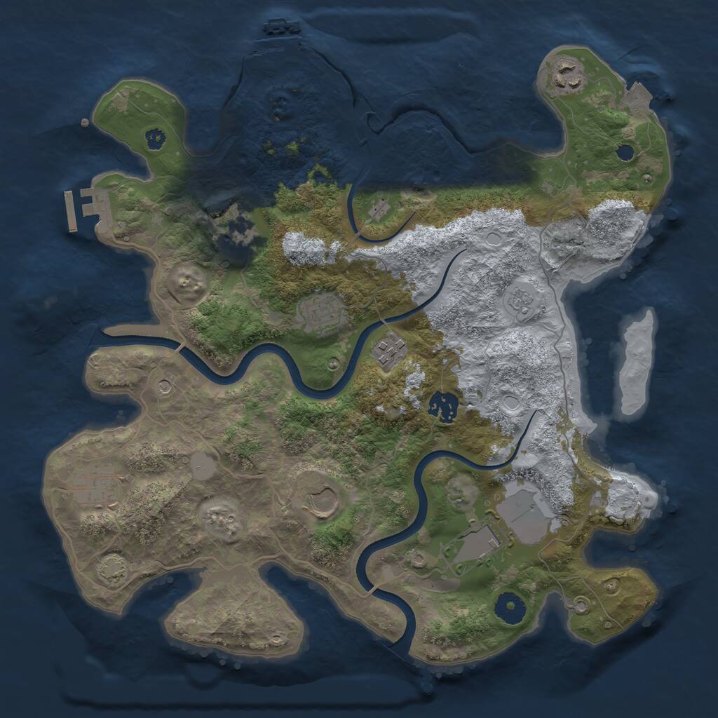 Rust Map: Procedural Map, Size: 3500, Seed: 625, 14 Monuments