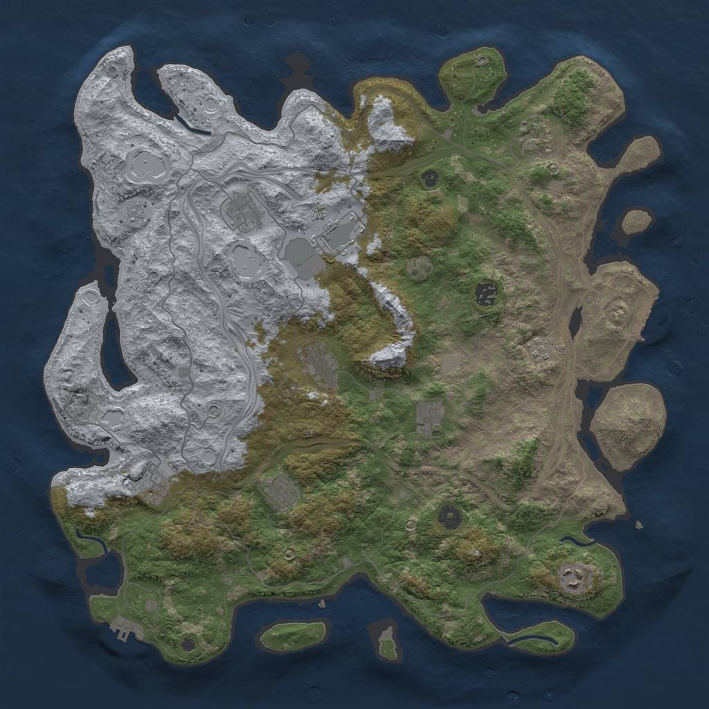 Rust Map: Procedural Map, Size: 4500, Seed: 1592281023, 19 Monuments